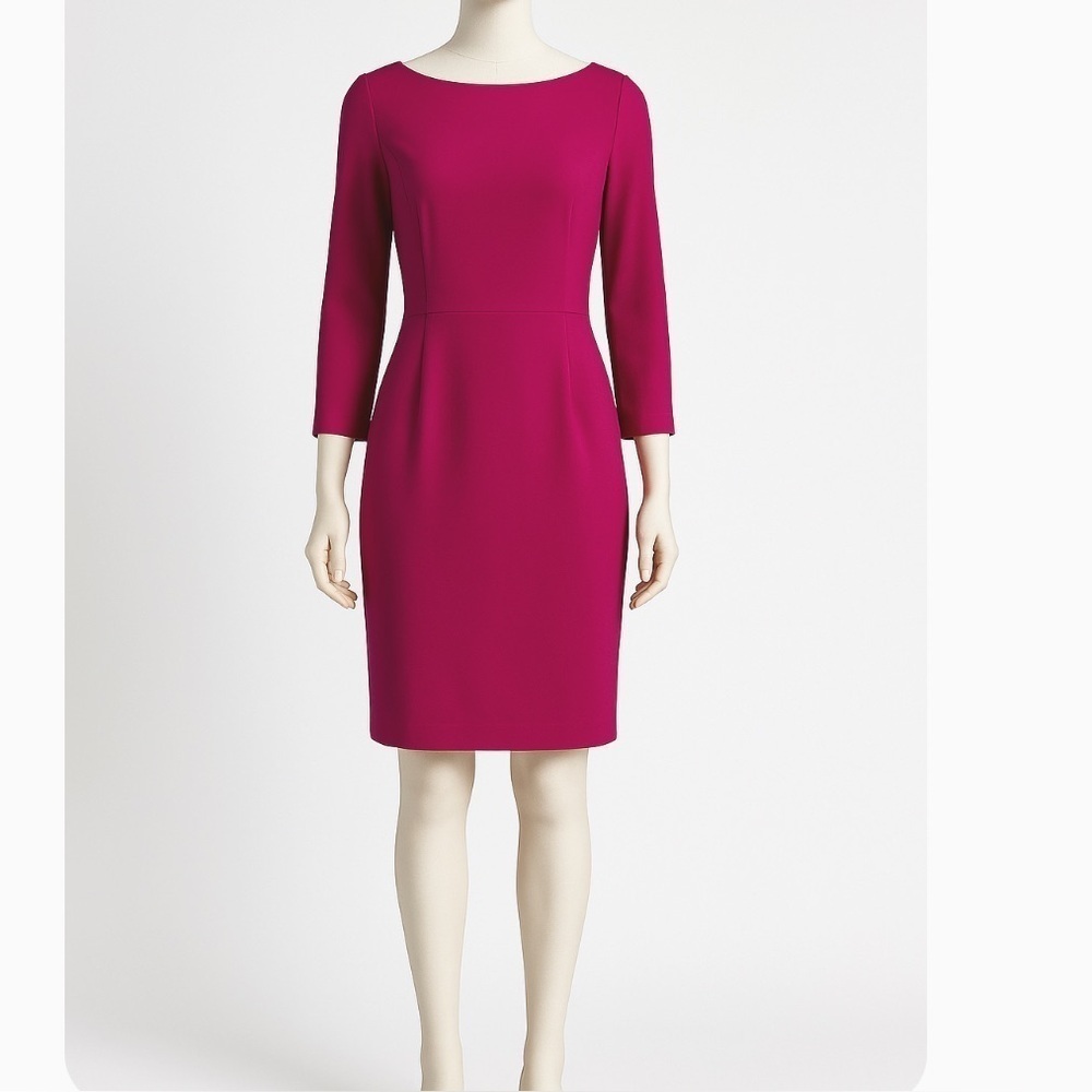 Lafayette 148 New York Sheath 3/4 Sleeve Dress Sold Pink Size Large Designer